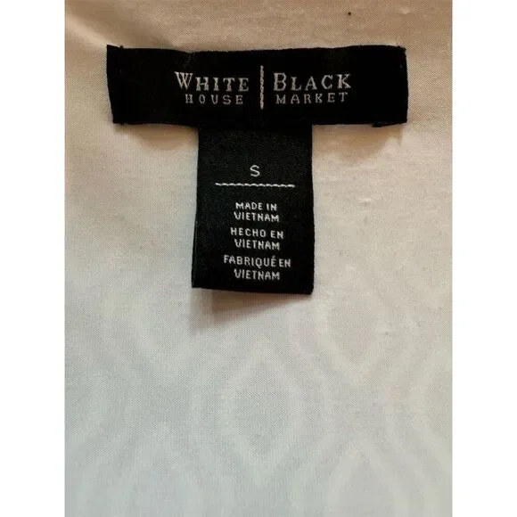 White House Black Market Sleeveless Faux Wrap Top Black Geometric Size S - Picture 8 of 9